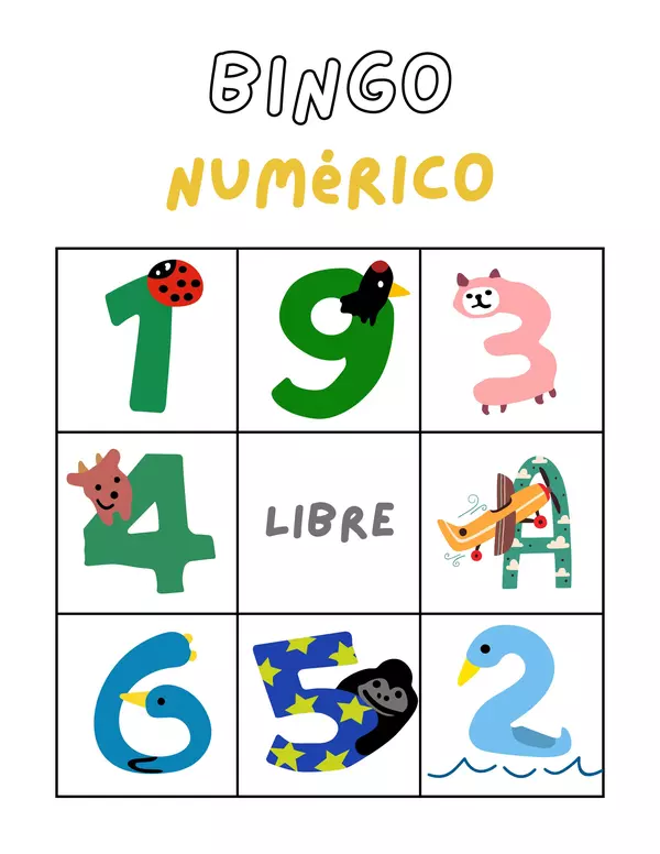 Bingo números del 1 al 10