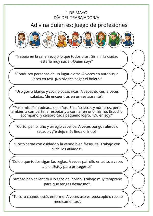 📚 Pack de Actividades – Día del Trabajador/a 👷‍♀️👨‍🍳👩‍🏫