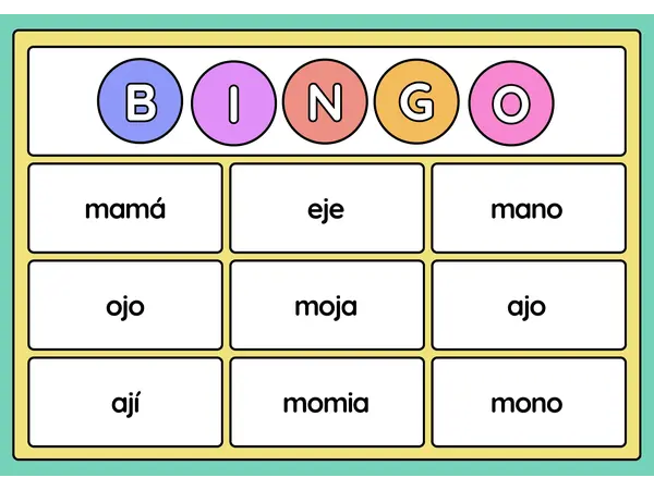 Bingo letras m - j - n