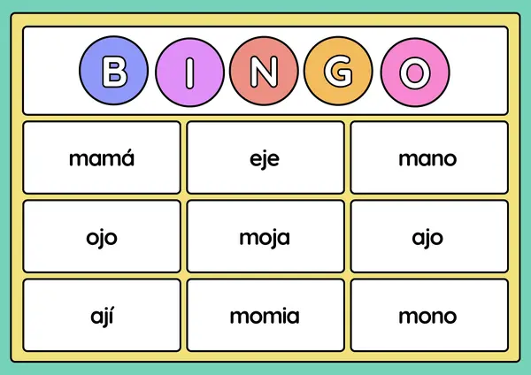 Bingo letras m - j - n