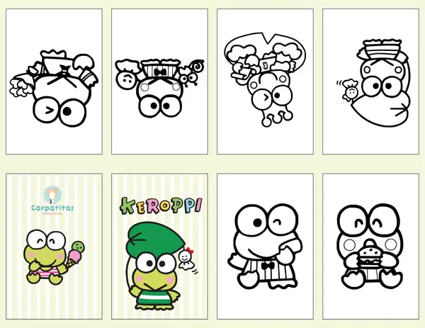 Mini Libro Para Colorear Armable de Keroppi