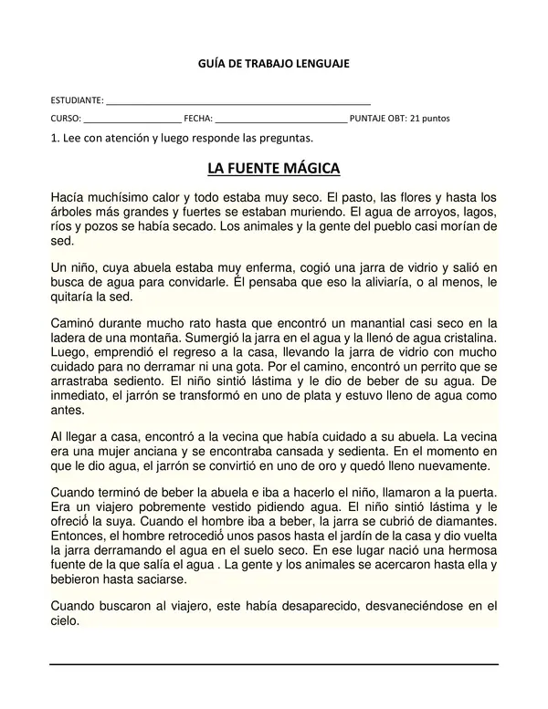 evaluacion texto narrativo , el cuento.