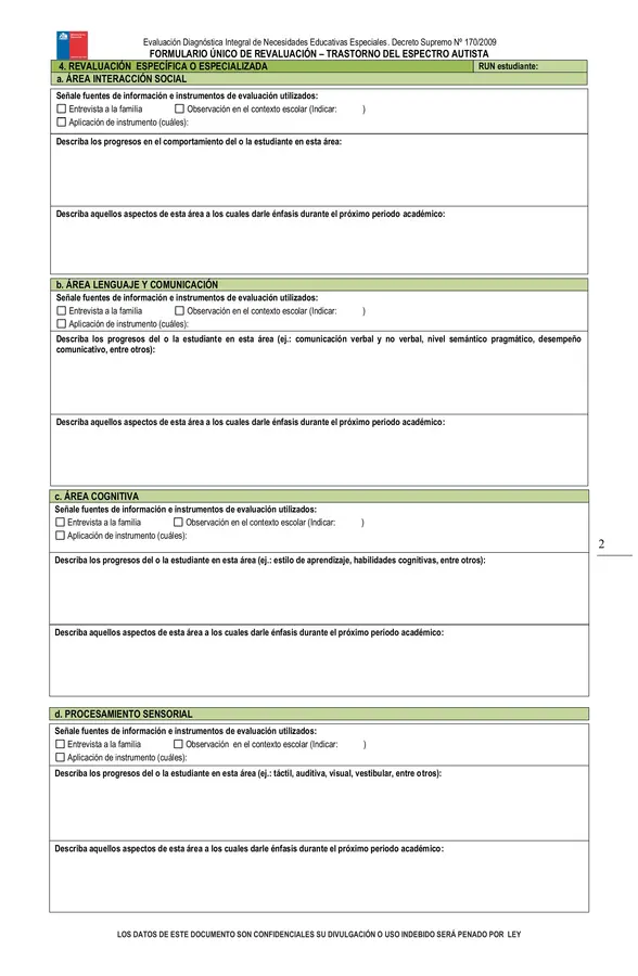 Formulario de Revaluación TEA (D.S. N° 170/2009) 