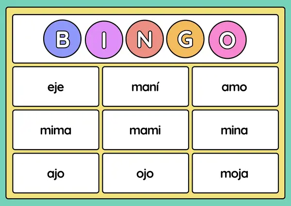 Bingo letras m - j - n