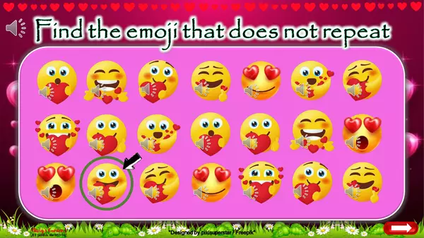 Game: Find the emoji that does not repeat (Valentine's day)