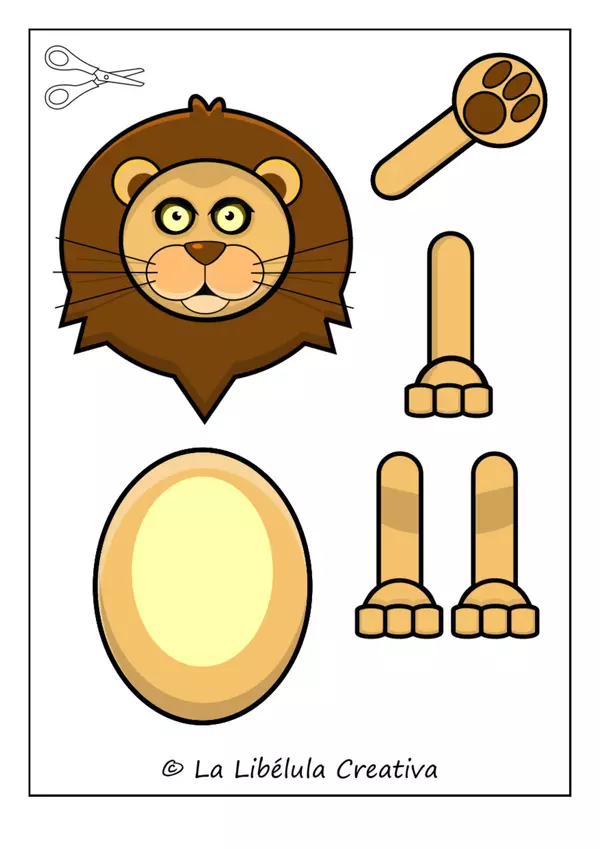 Construye a La Sabana León Animales Salvajes Puzzle Color Recortar