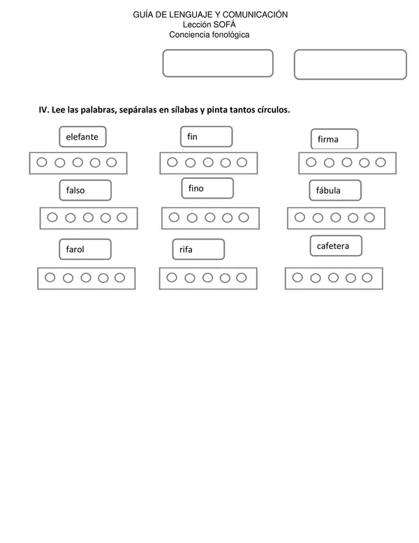 guía método Matte lección SOFA, CONCIENCIA FONOLOGIC
