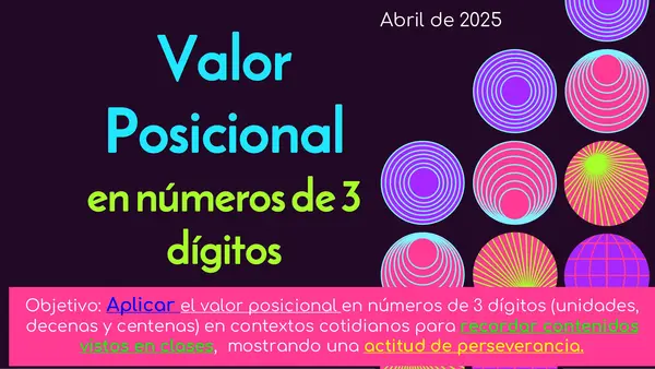 Valor posicional, unidades, decenas y centenas