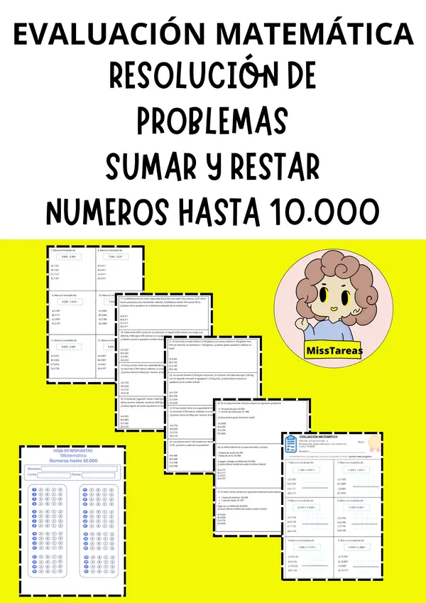 Prueba sumas, restas, resolución de problemas
