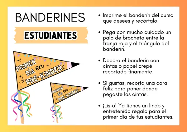 BANDERINES DE PRIMER DÍA DE CLASES