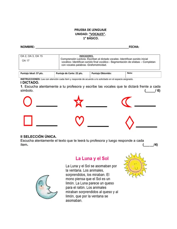 Evaluación Lenguaje vocales