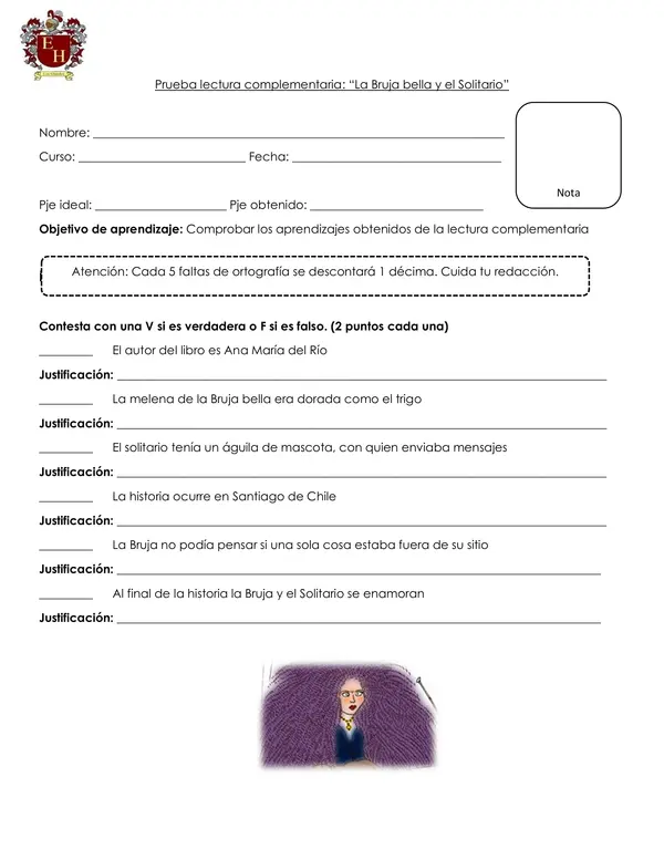 Evaluación La bruja bella y el solitario 
