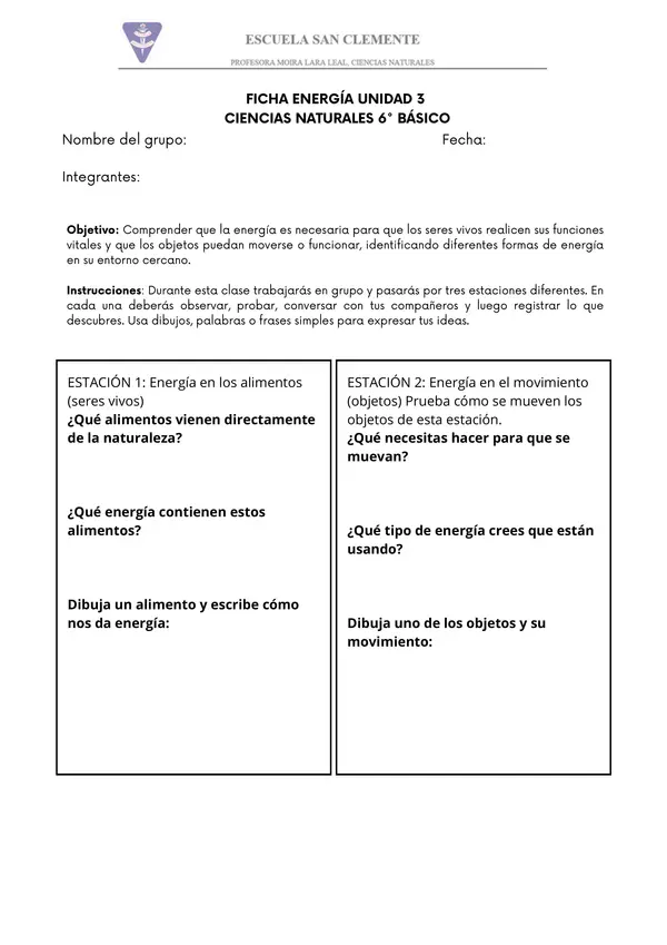 Ficha energía clase 1