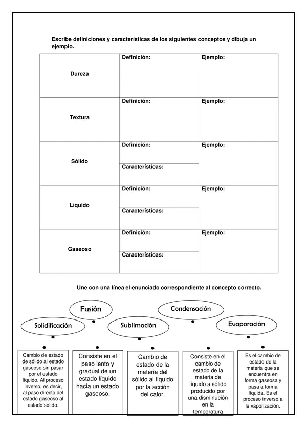 Guía editable "Las capas de la Tierra y los estados de la materia cuartos años en formato Word