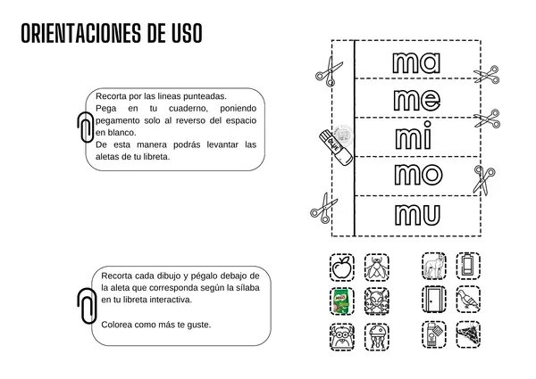 Flipbook sílabas letras L - M - P - S - D