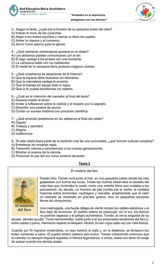Evaluación Tipos de Mundo - 8° Básico