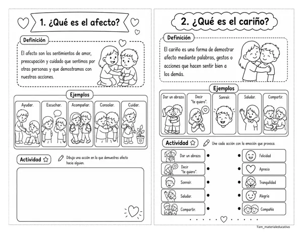 Expresiones de afecto y cariños 1° y 2° básico