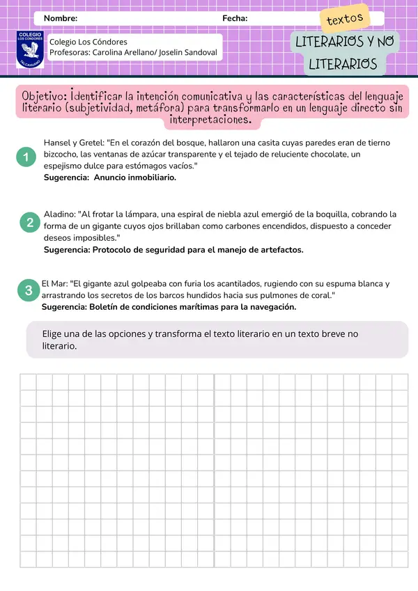 transformar texto literario en no literario