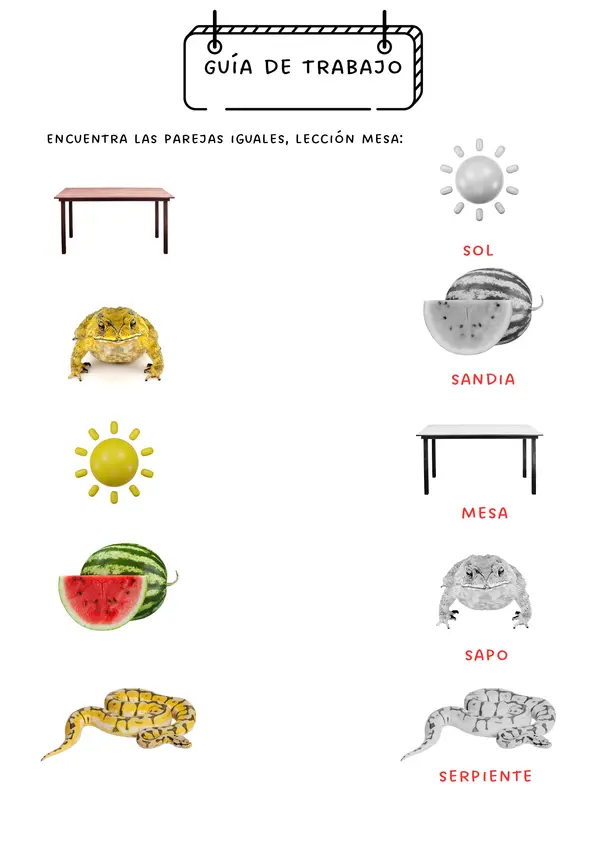 GUÍA LECCIÓN MESA - CASA - SOFÁ - TAZA