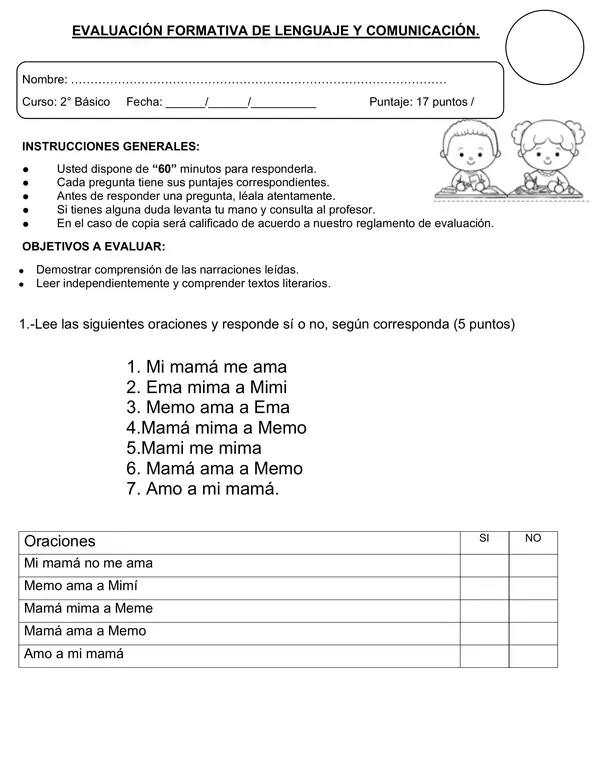 Guia formativa de lectura con la m