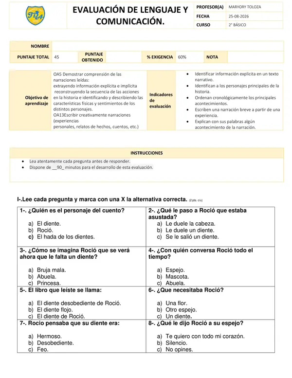 LENGUAJE EL DIENTE DESOBEDIENTE DE ROCIO