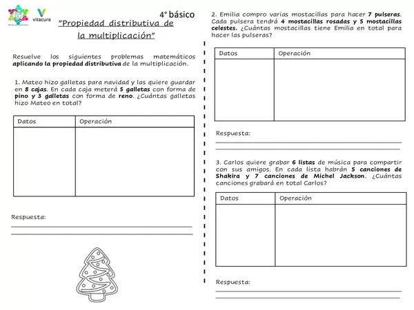 Problemas Propiedad Distributiva de la Multiplicación