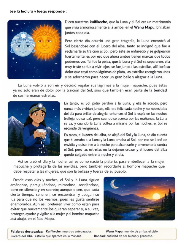 Guía 3  4° básico - Lengua y cultura de los pueblos originarios Mapudungün
