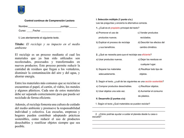 Control Continuo Texto informativo 