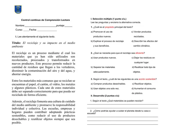 Control Continuo Texto informativo 