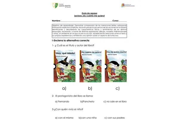 Guia de repaso libro !Ay, cuánto me quiero!