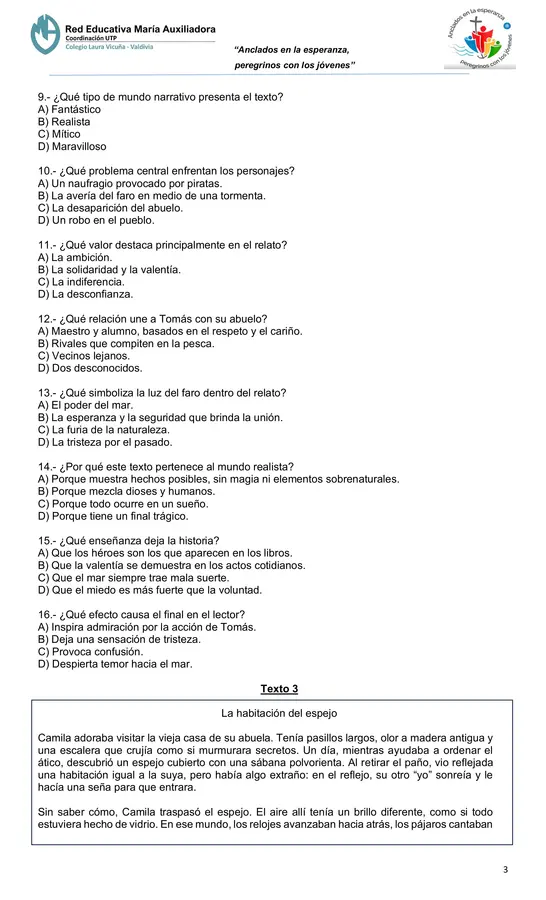 Evaluación Tipos de Mundo - 8° Básico