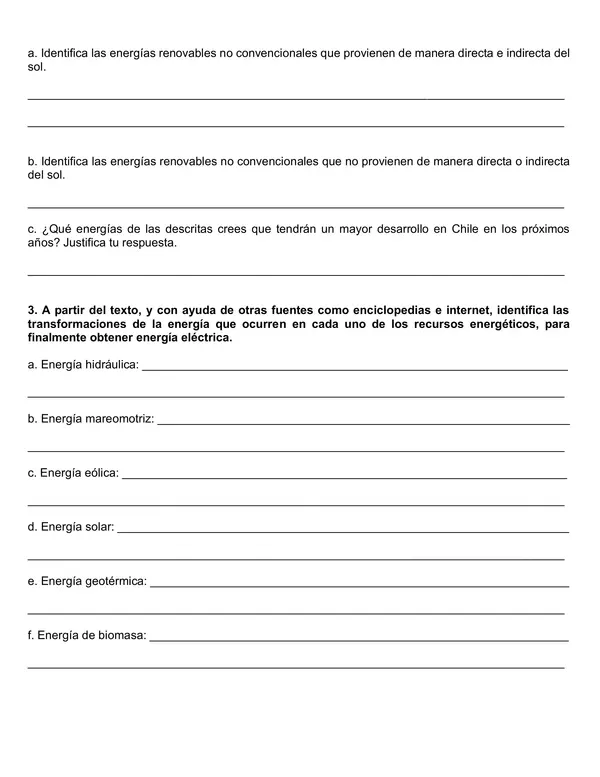 Guía artículo informativo "Energías alternativas" 6° año básico.