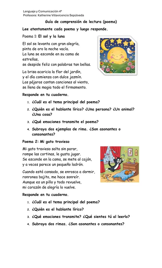 Guía de comprensión de poema