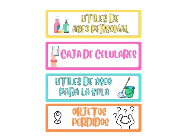 Etiquetas para adornar la sala de clases 