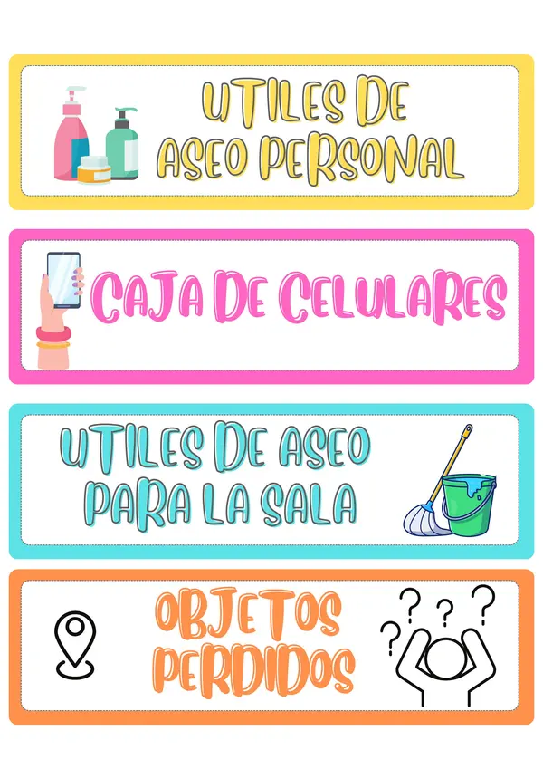 Etiquetas para adornar la sala de clases 