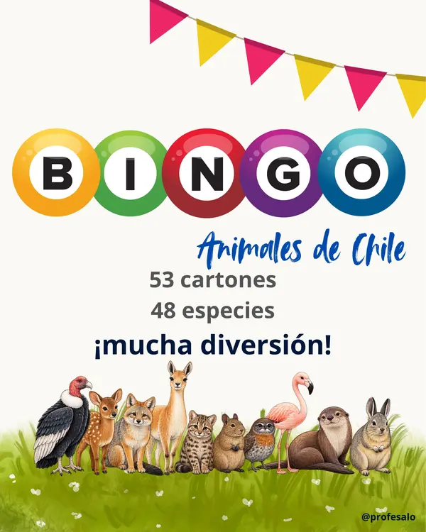 Bingo animales de Chile 