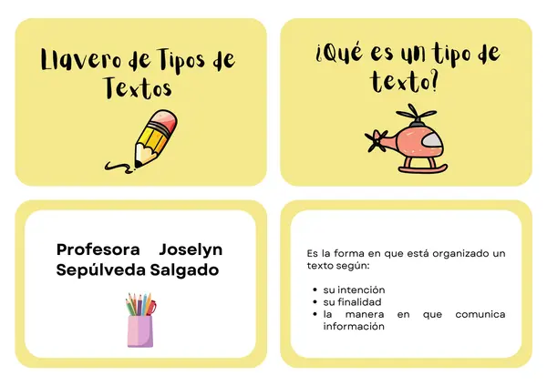 Llavero de Tipos de Textos — Recurso imprimible para apoyar la ...