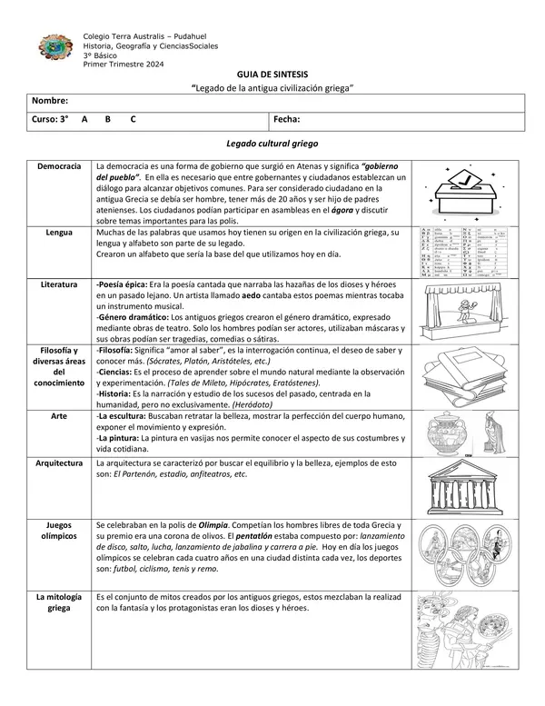 3ro Básico - Guía legado de la civilización griega