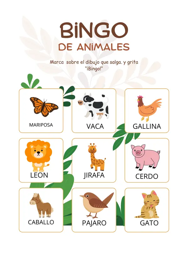Bingo de animales 