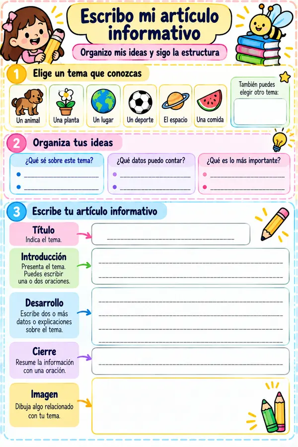Planificación escritura artículo informativo 2°