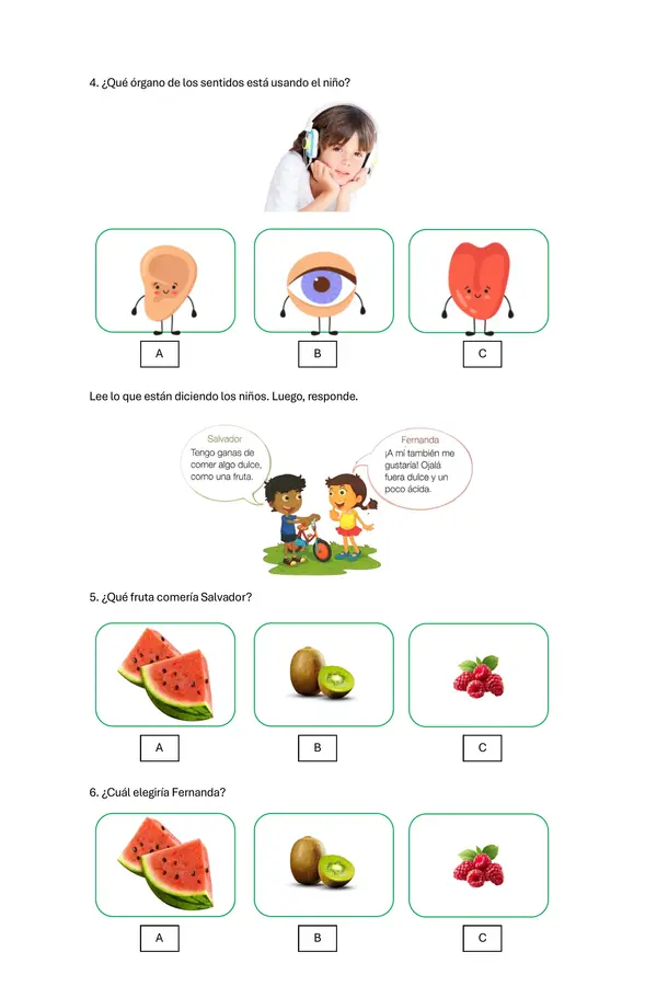 1° básico - Evaluación formativa "Los sentidos"