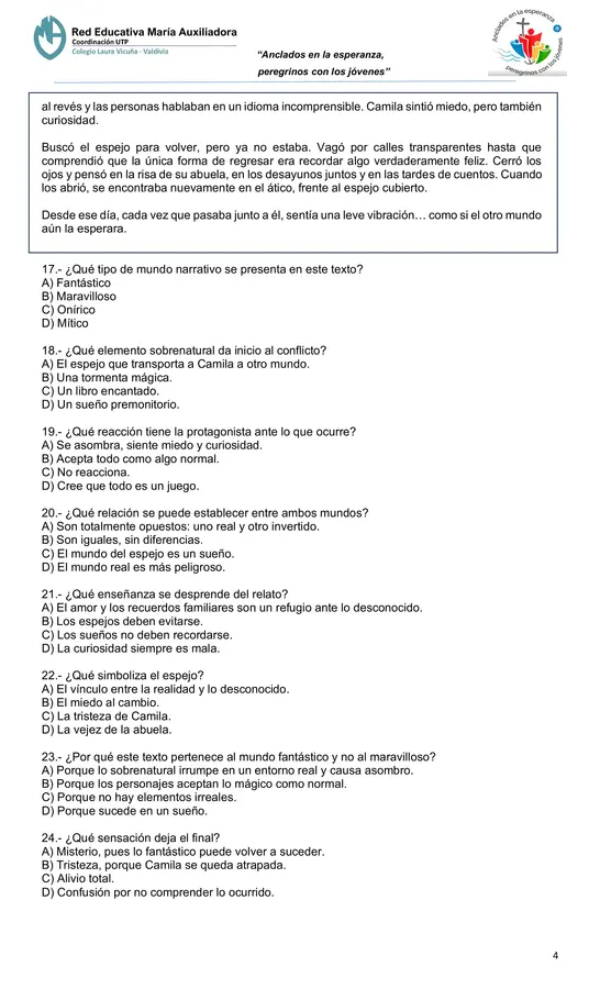 Evaluación Tipos de Mundo - 8° Básico