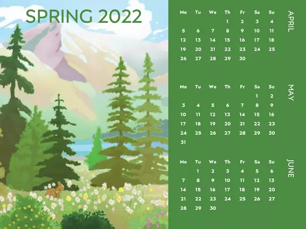 Calendario trimestral en Inglés