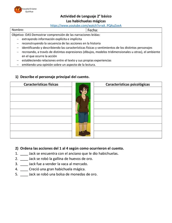 Comprensión de cuentos infantiles, 2° básico. 