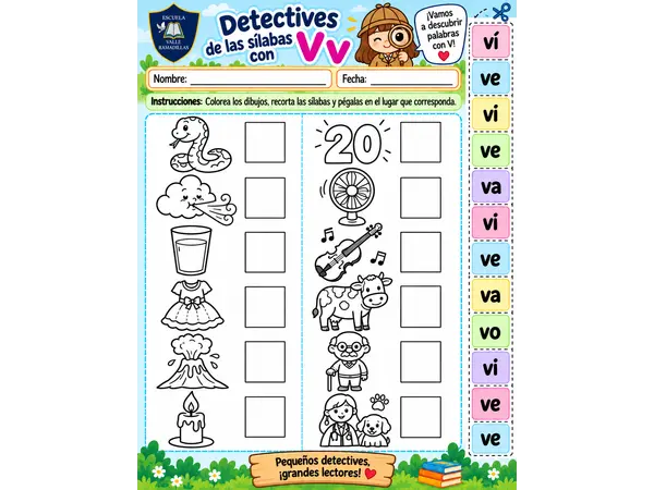 Detectives de sílabas letra V
