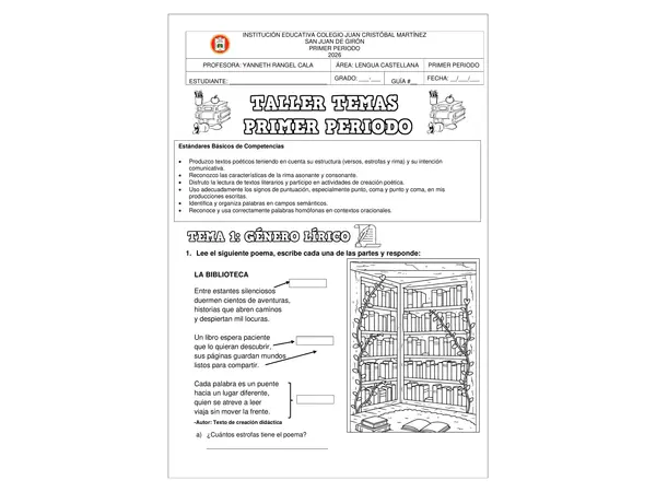 Taller Completo de Primer Periodo grado 4°