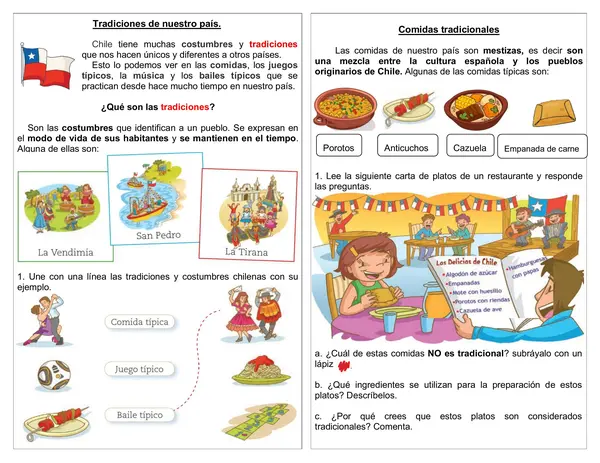 Guía de historia 1° año "Tradiciones de Chile: Comida"