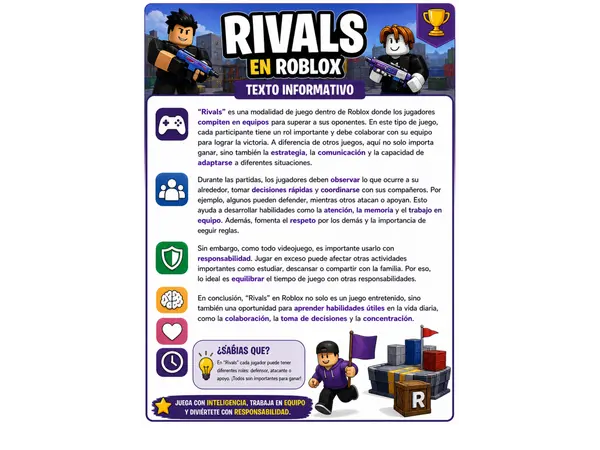 Guía de Comprensión Lectora y Atención – “Rivals” en Roblox 