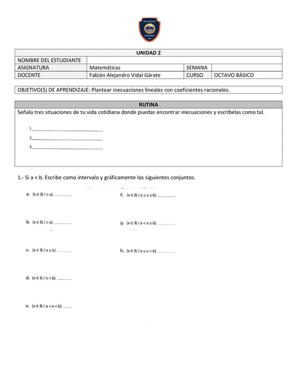 Plantear inecuaciones lineales con coeficientes racionales