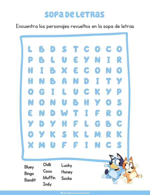 Cuadernillo de Actividades de Bluey en Español